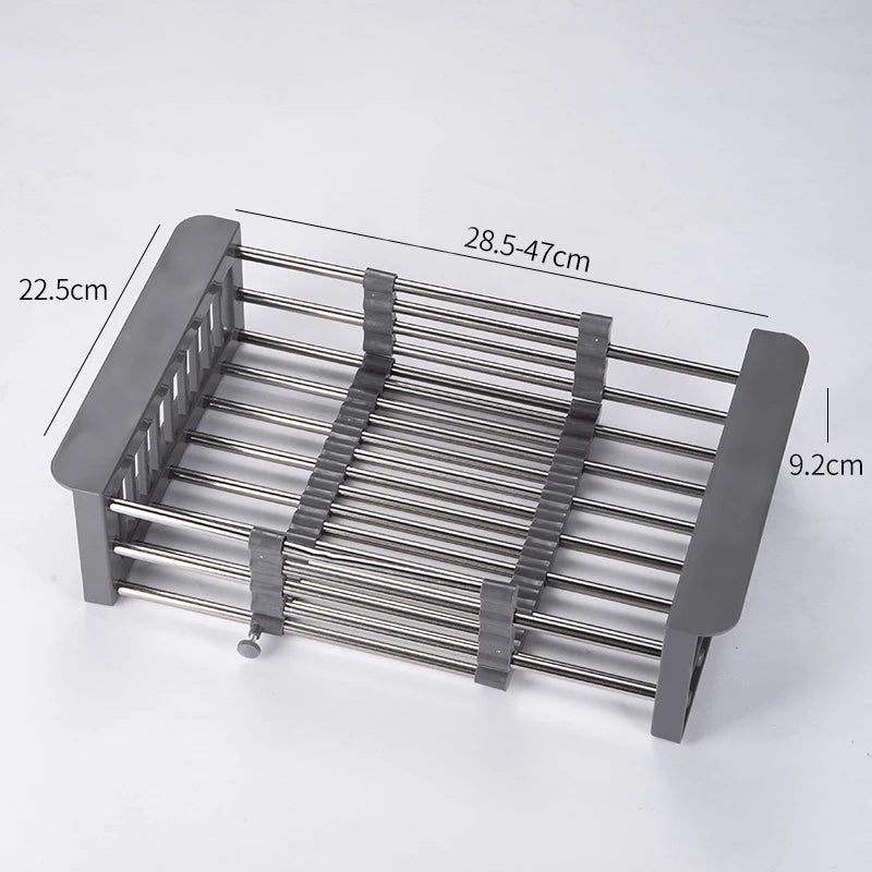 Roll Up Triangle Dish Drying Rack Kitchen Sink Organizer Corner Over the Sink Sponge Rag Holder Foldable Stainless Steel Drainer