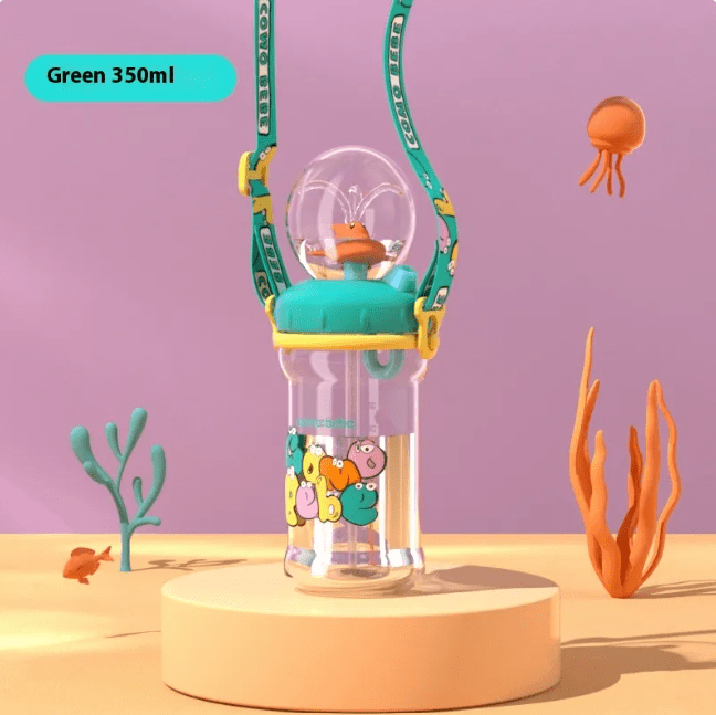 Children's Whale Cartoon Diving Fountain Water Bottle - Tritan Leakproof Sippy Cup (Various Sizes & Colors) - NovaNexa