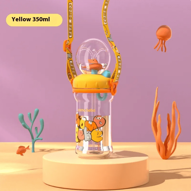 Children's Whale Cartoon Diving Fountain Water Bottle - Tritan Leakproof Sippy Cup (Various Sizes & Colors) - NovaNexa