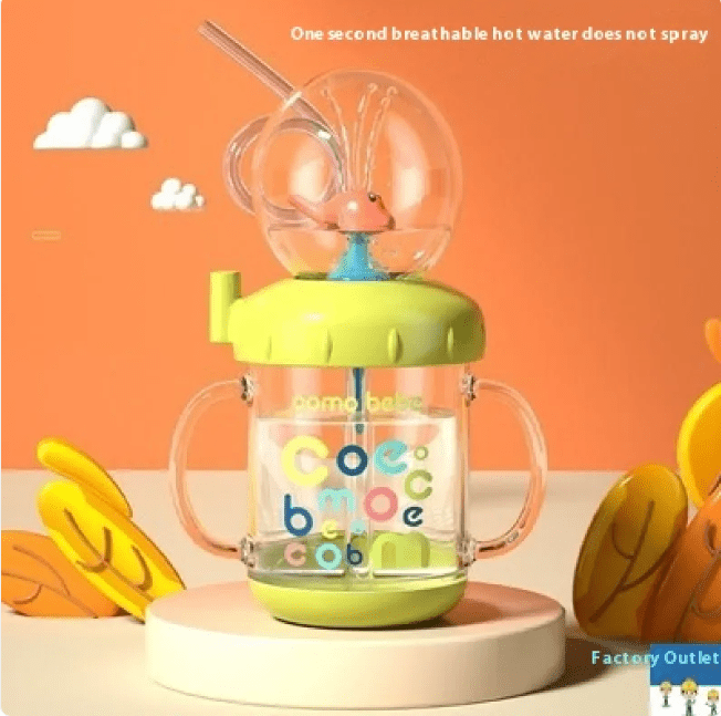 Children's Whale Cartoon Diving Fountain Water Bottle - Tritan Leakproof Sippy Cup (Various Sizes & Colors) - NovaNexa