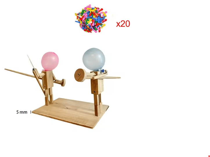 Handmade Balloon Heads Wooden Fighter Puppets - NovaNexa