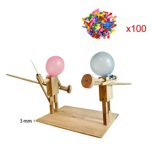 Handmade Balloon Heads Wooden Fighter Puppets - NovaNexa