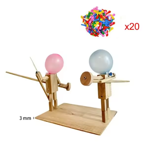 Handmade Balloon Heads Wooden Fighter Puppets - NovaNexa