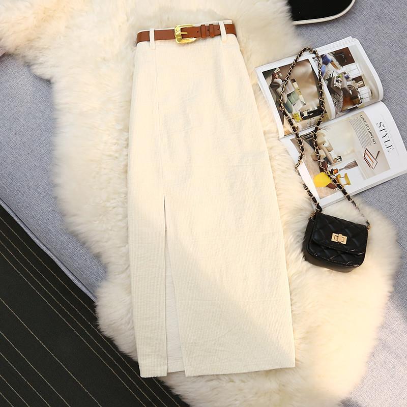High Waist A-Line Corduroy Skirt for Women - NovaNexa