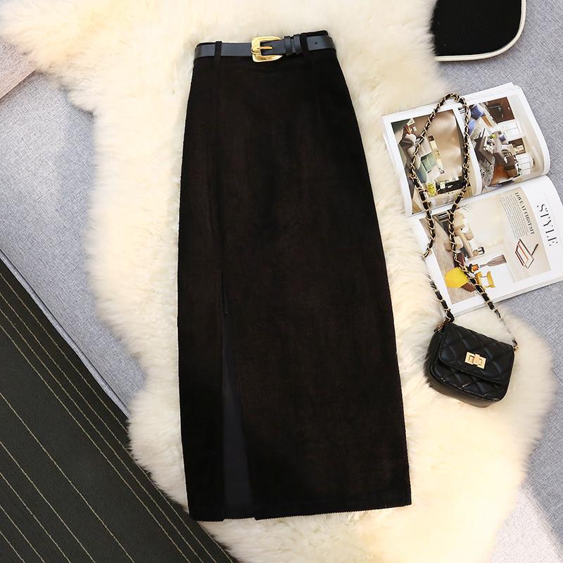 High Waist A-Line Corduroy Skirt for Women - NovaNexa