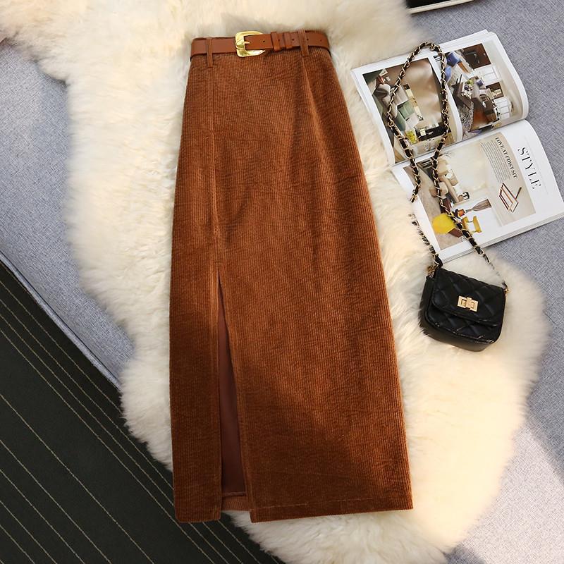 High Waist A-Line Corduroy Skirt for Women - NovaNexa