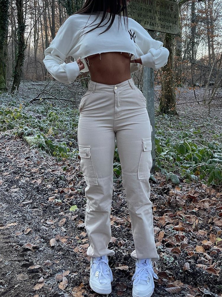 High Waist Cargo Pants Stylish - NovaNexa