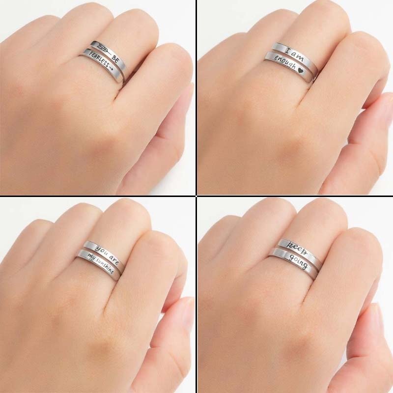 Retro Stainless Steel English Double Ring - NovaNexa