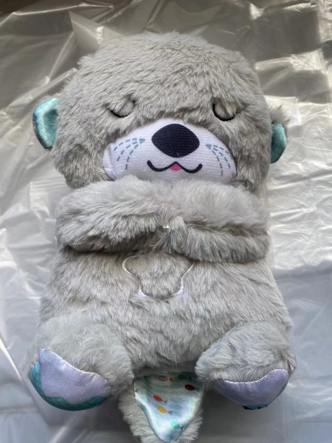 Sound Machine Soothe 'n Snuggle Otter Portable Plush Baby Toy with Sensory Details Music Lights & Rhythmic Breathing Motion - NovaNexa