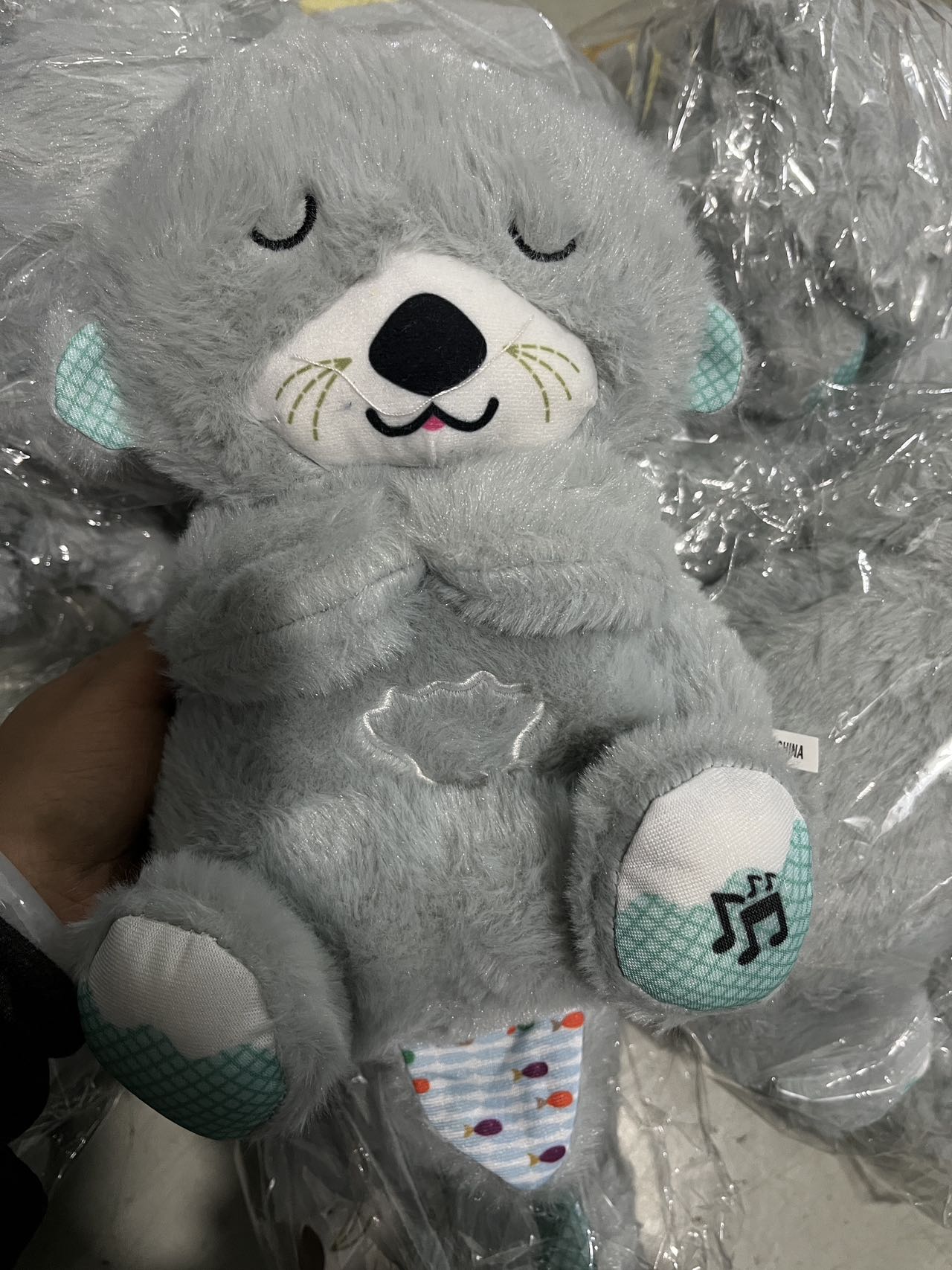 Sound Machine Soothe 'n Snuggle Otter Portable Plush Baby Toy with Sensory Details Music Lights & Rhythmic Breathing Motion - NovaNexa