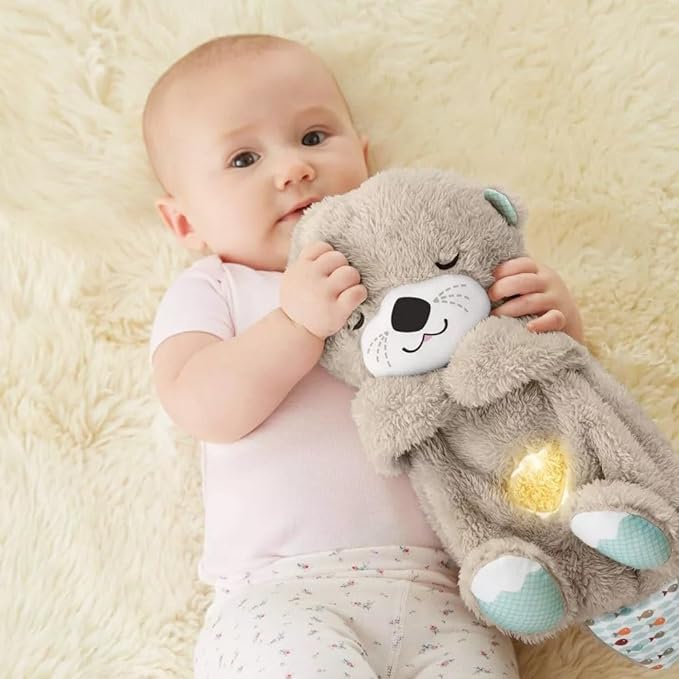 Sound Machine Soothe 'n Snuggle Otter Portable Plush Baby Toy with Sensory Details Music Lights & Rhythmic Breathing Motion - NovaNexa