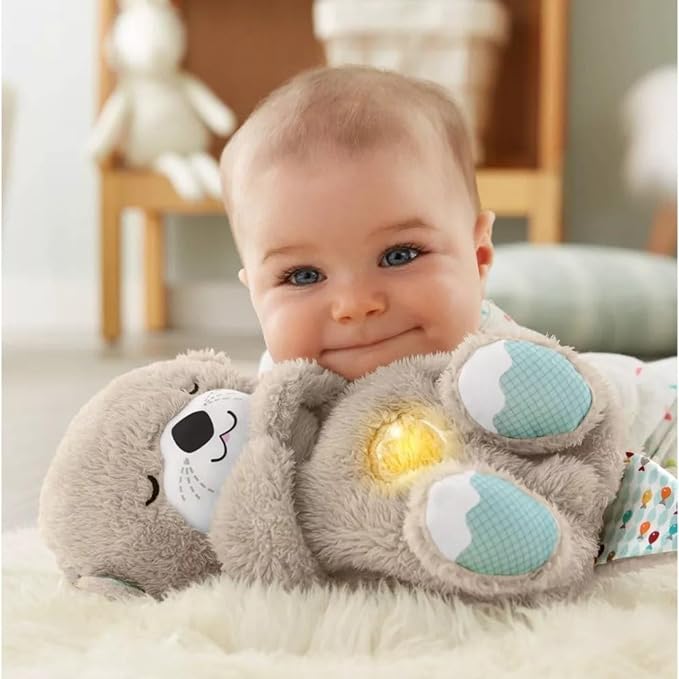 Sound Machine Soothe 'n Snuggle Otter Portable Plush Baby Toy with Sensory Details Music Lights & Rhythmic Breathing Motion - NovaNexa