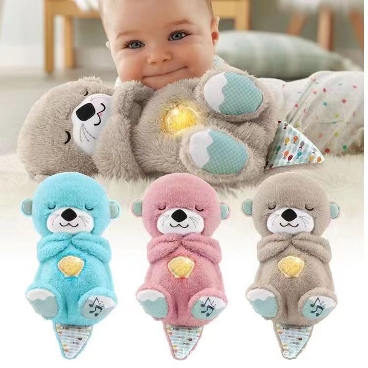 Sound Machine Soothe 'n Snuggle Otter Portable Plush Baby Toy with Sensory Details Music Lights & Rhythmic Breathing Motion - NovaNexa