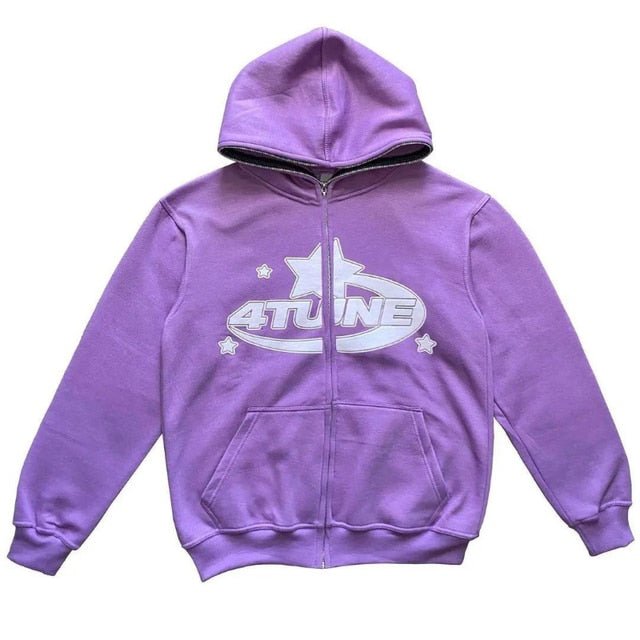 Star Printed Zip Up Hoodies - NovaNexa