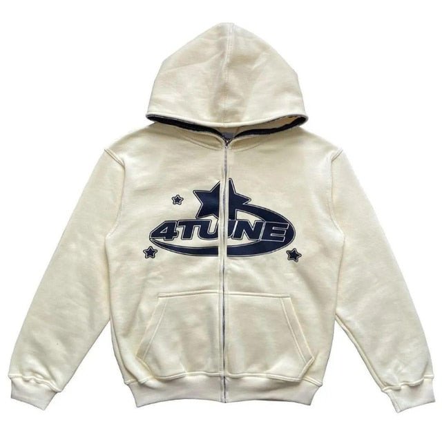 Star Printed Zip Up Hoodies - NovaNexa