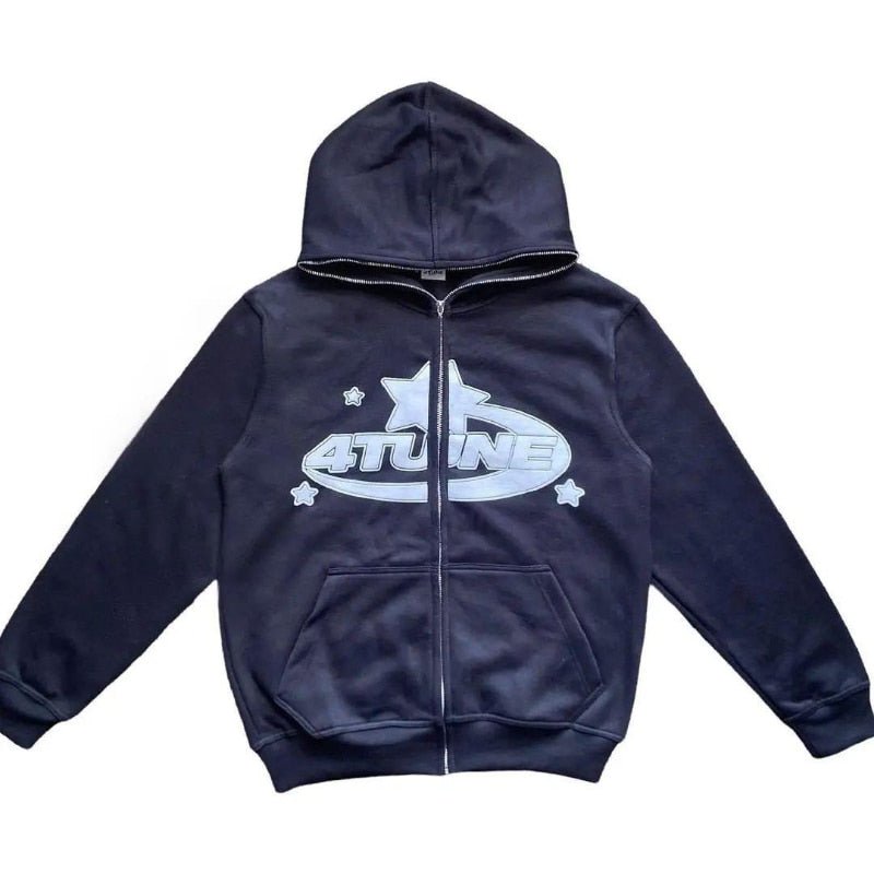 Star Printed Zip Up Hoodies - NovaNexa