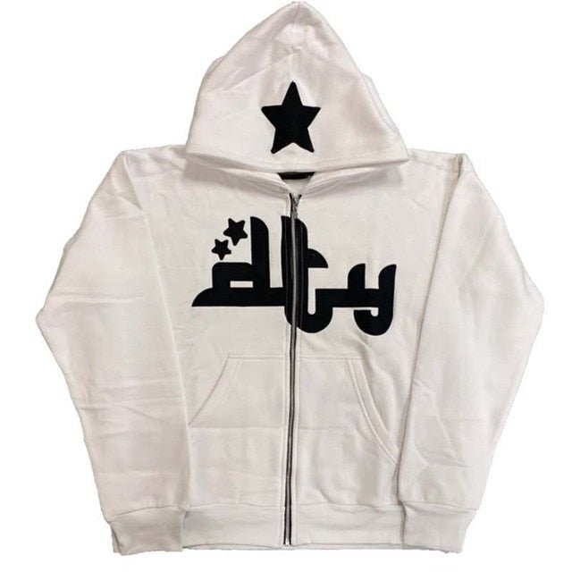 Star Printed Zip Up Hoodies - NovaNexa