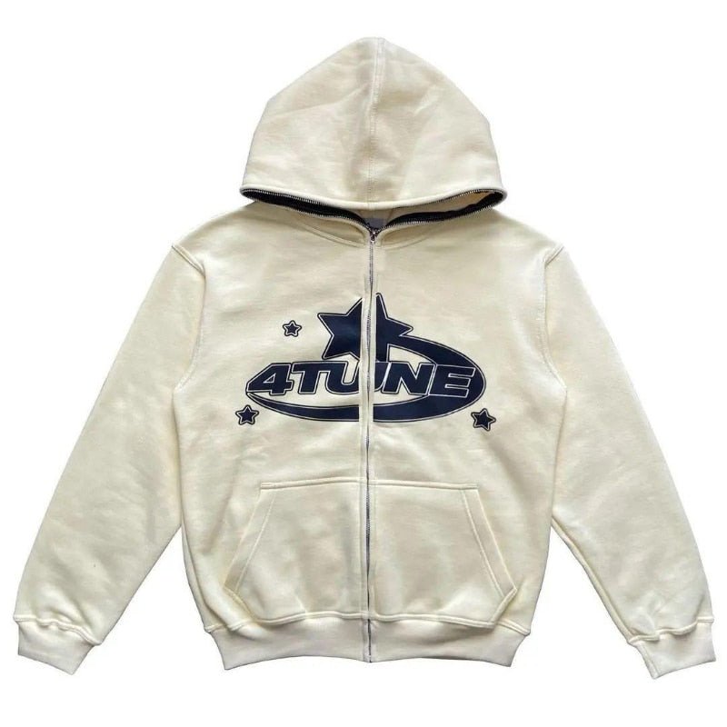 Star Printed Zip Up Hoodies - NovaNexa