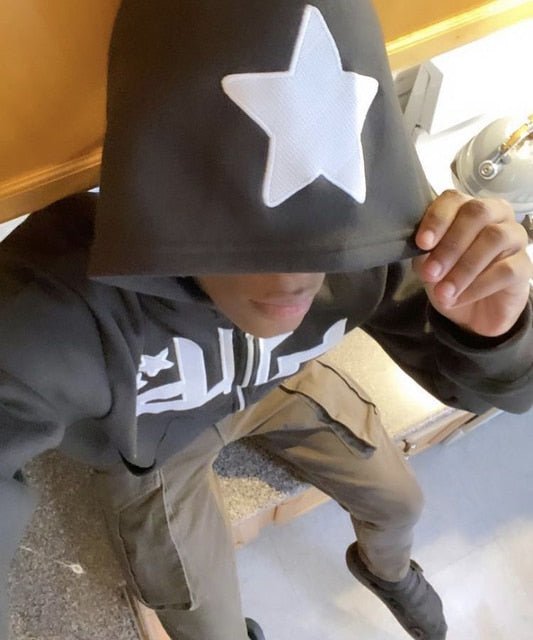 Star Printed Zip Up Hoodies - NovaNexa